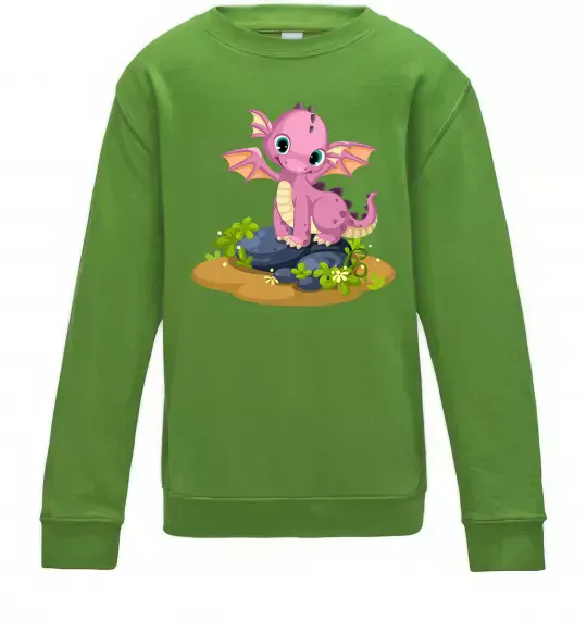 Детский Свитшот Рожевий динозавр Лаймовый фото