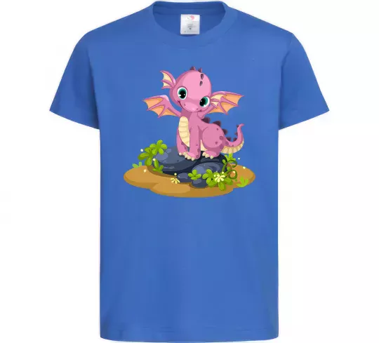 Детская футболка Рожевий динозавр Ярко-синий фото