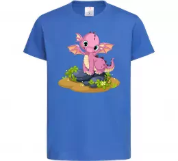 Детская футболка Рожевий динозавр Ярко-синий фото