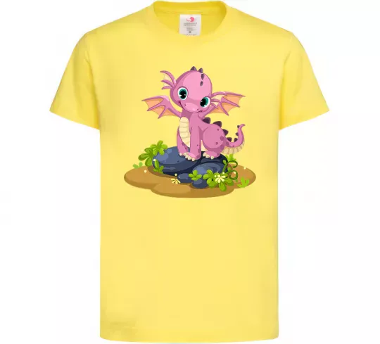 Детская футболка Рожевий динозавр Лимонный фото