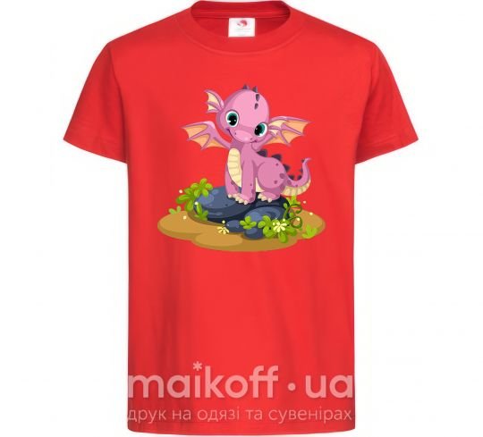 Дитяча футболка Розовый динозавр Червоний фото