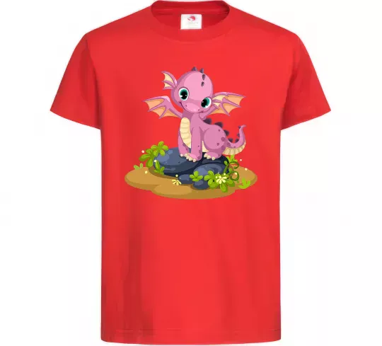 Детская футболка Рожевий динозавр Красный фото