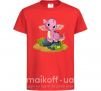 Детская футболка Розовый динозавр Красный фото