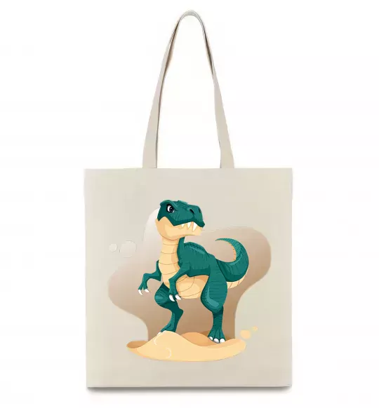 Эко-сумка Динозавр в пустелі Бежевый фото