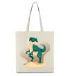Эко-сумка Динозавр в пустелі Бежевый фото
