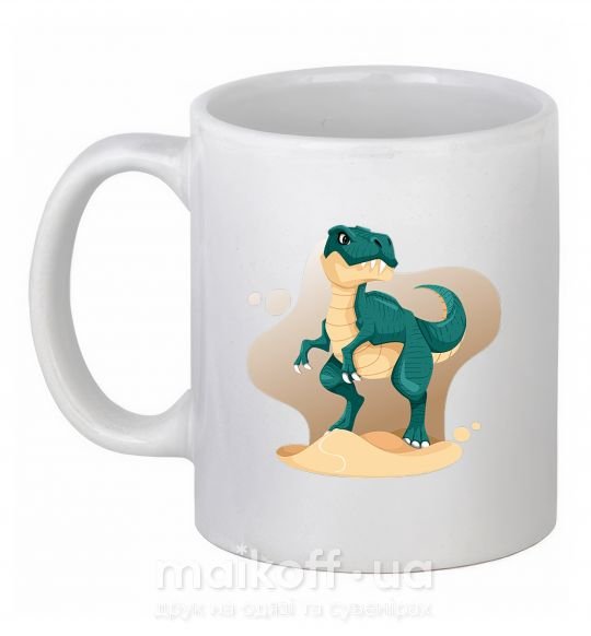 Чашка керамічна Динозавр в пустыне Білий фото