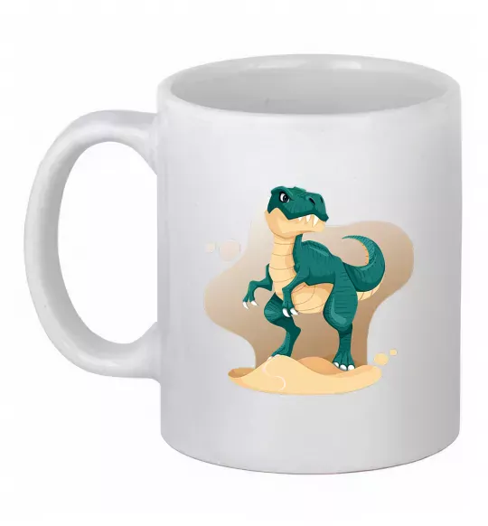 Чашка керамическая Динозавр в пустелі Белый фото