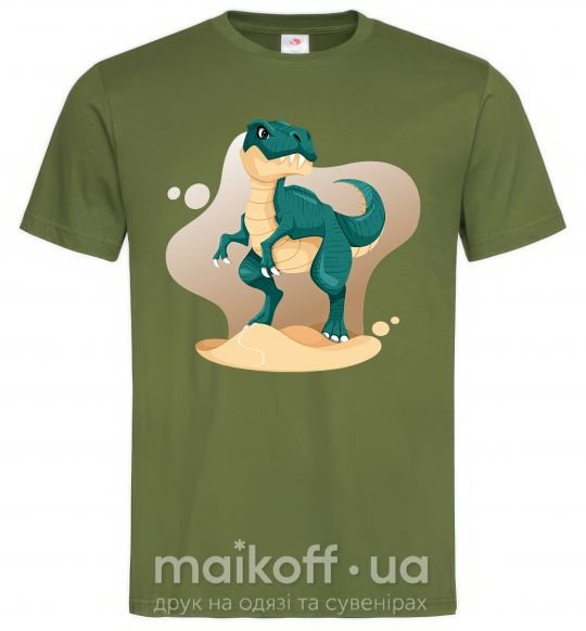 Мужская футболка Динозавр в пустыне Оливковый фото