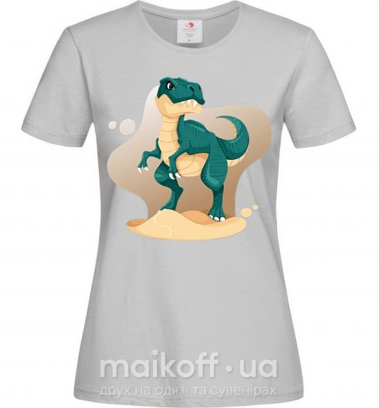 Женская футболка Динозавр в пустыне Серый фото