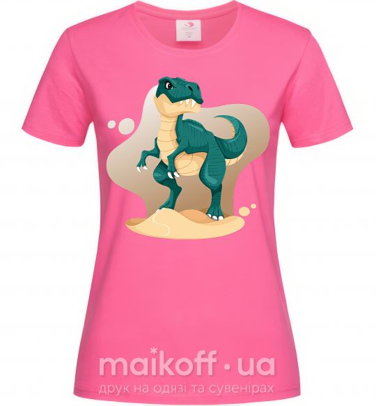 Женская футболка Динозавр в пустыне Ярко-розовый фото
