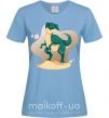 Женская футболка Динозавр в пустыне Голубой фото