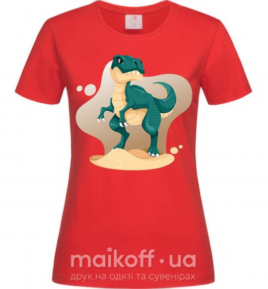 Женская футболка Динозавр в пустыне Красный фото