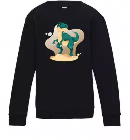 Детский Свитшот Динозавр в пустелі Черный фото