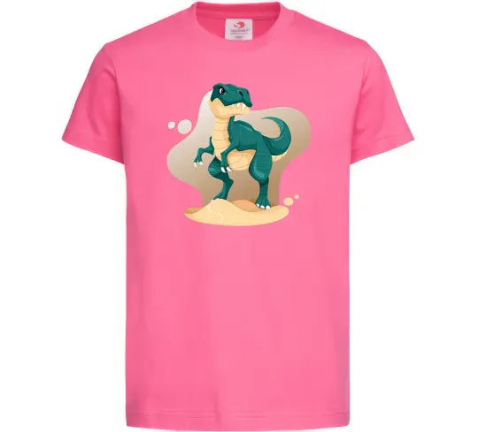 Детская футболка Динозавр в пустелі Ярко-розовый фото