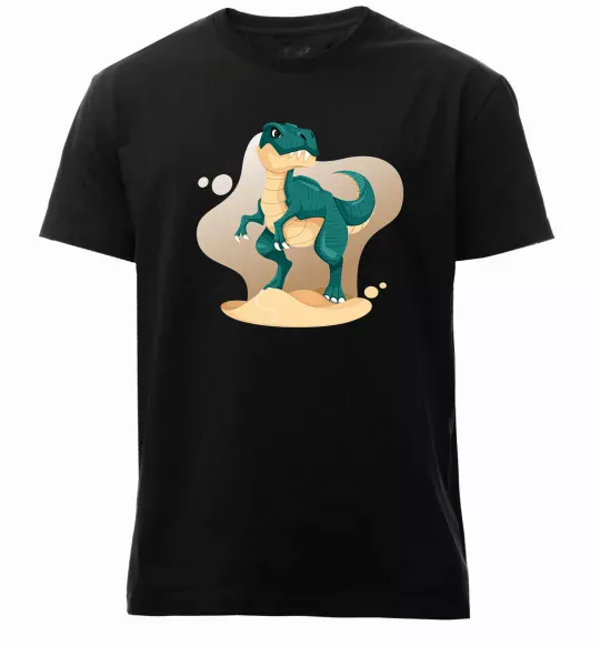 Чоловіча преміум футболка Динозавр в пустелі Чорний фото