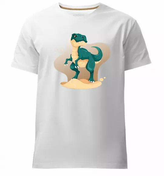 Чоловіча преміум футболка Динозавр в пустелі Білий фото