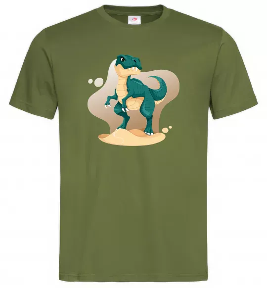 Мужская футболка Динозавр в пустелі Оливковый фото