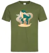 Мужская футболка Динозавр в пустелі Оливковый фото