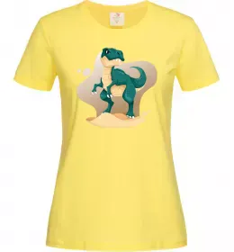 Женская футболка Динозавр в пустелі Лимонный фото