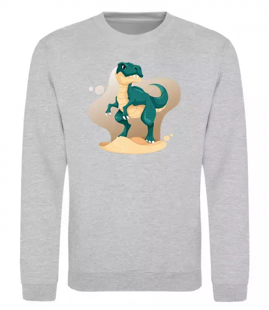 Світшот Динозавр в пустелі Сірий меланж фото