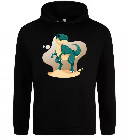Чоловіча толстовка (худі) Динозавр в пустелі Чорний фото