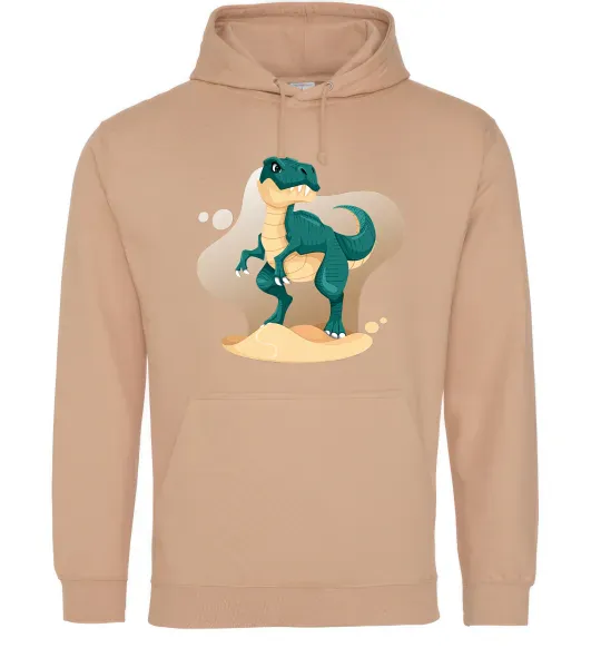 Чоловіча толстовка (худі) Динозавр в пустелі Пісочний фото