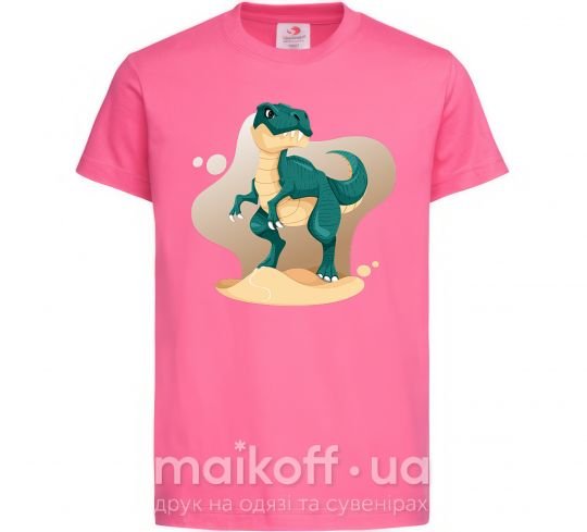Детская футболка Динозавр в пустыне Ярко-розовый фото
