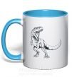 Чашка з кольоровою ручкою Злой динозавр Блакитний фото