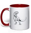 Чашка з кольоровою ручкою Злой динозавр Червоний фото