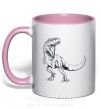 Чашка з кольоровою ручкою Злой динозавр Ніжно рожевий фото