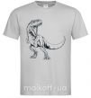 Мужская футболка Злой динозавр Серый фото