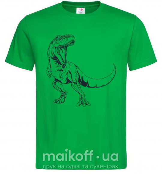 Мужская футболка Злой динозавр Зеленый фото