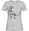 Женская футболка Злой динозавр Серый фото
