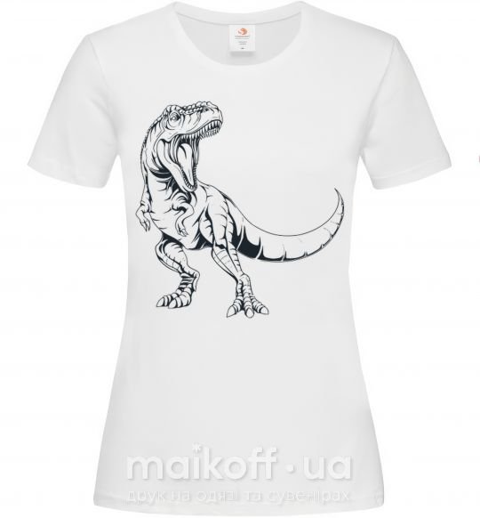 Женская футболка Злой динозавр Белый фото