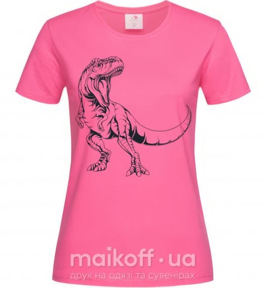 Жіноча футболка Злой динозавр Яскраво-рожевий фото