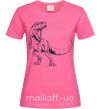 Женская футболка Злой динозавр Ярко-розовый фото