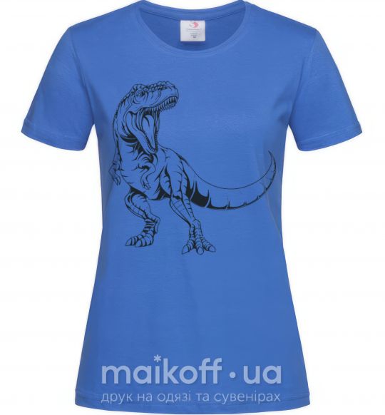 Жіноча футболка Злой динозавр Яскраво-синій фото