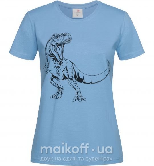 Женская футболка Злой динозавр Голубой фото