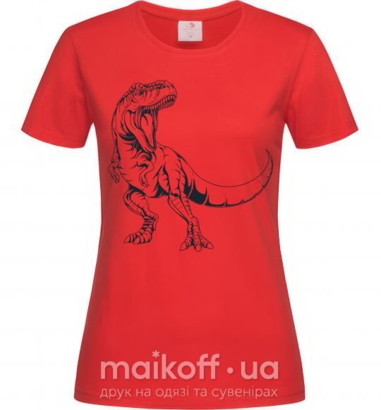 Женская футболка Злой динозавр Красный фото