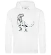 Мужская толстовка (худи) Злий динозавр Белый фото
