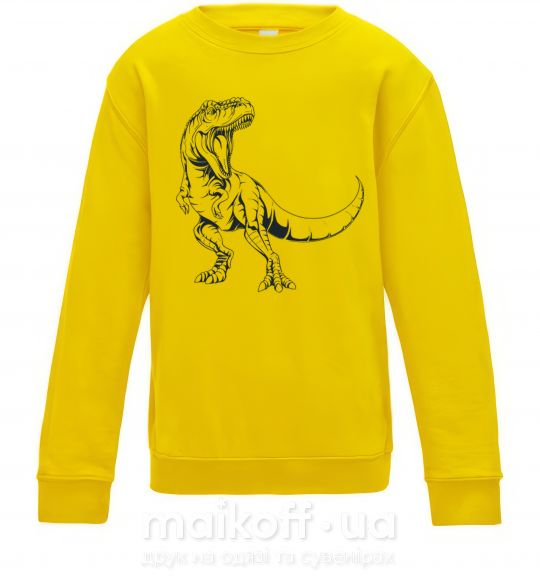 Детский Свитшот Злой динозавр Солнечно желтый фото