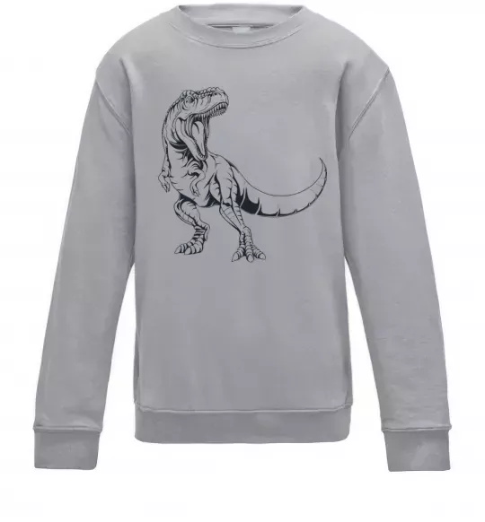Детский Свитшот Злий динозавр Серый меланж фото