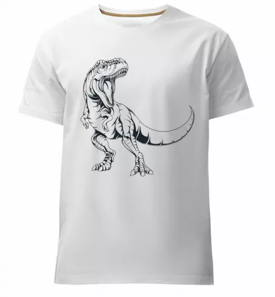 Мужская премиум футболка Злий динозавр Белый фото