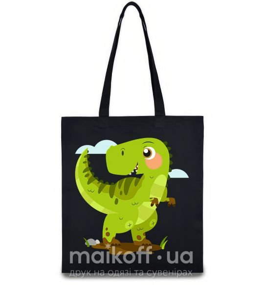Эко-сумка Радостный динозавр Черный фото