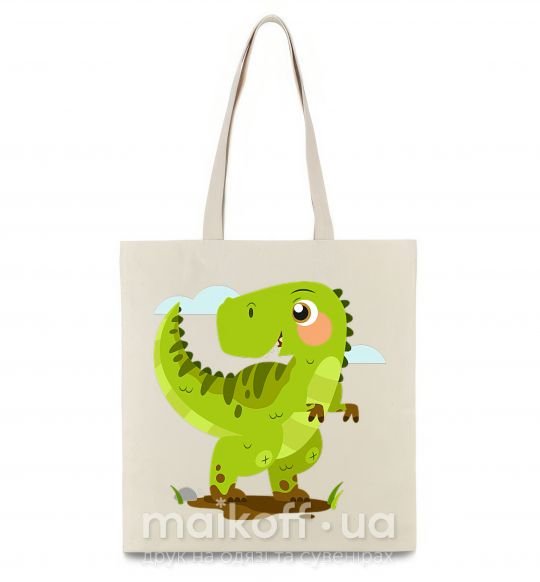 Еко-сумка Радостный динозавр Бежевий фото