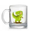 Чашка стеклянная Радостный динозавр Прозрачный фото