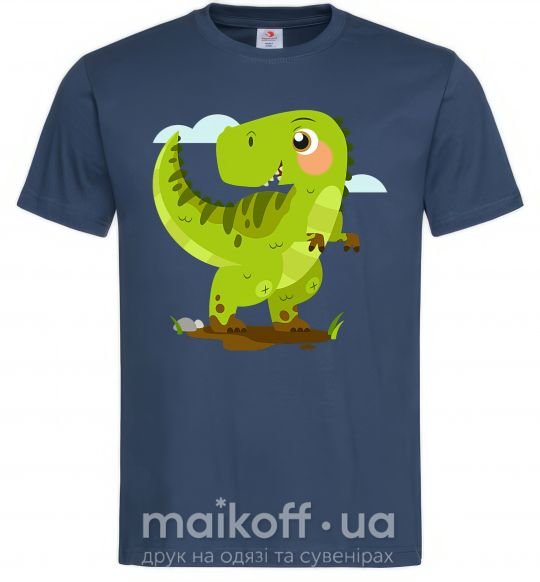 Мужская футболка Радостный динозавр Темно-синий фото
