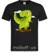 Мужская футболка Радостный динозавр Черный фото