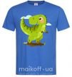 Мужская футболка Радостный динозавр Ярко-синий фото
