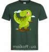 Мужская футболка Радостный динозавр Темно-зеленый фото